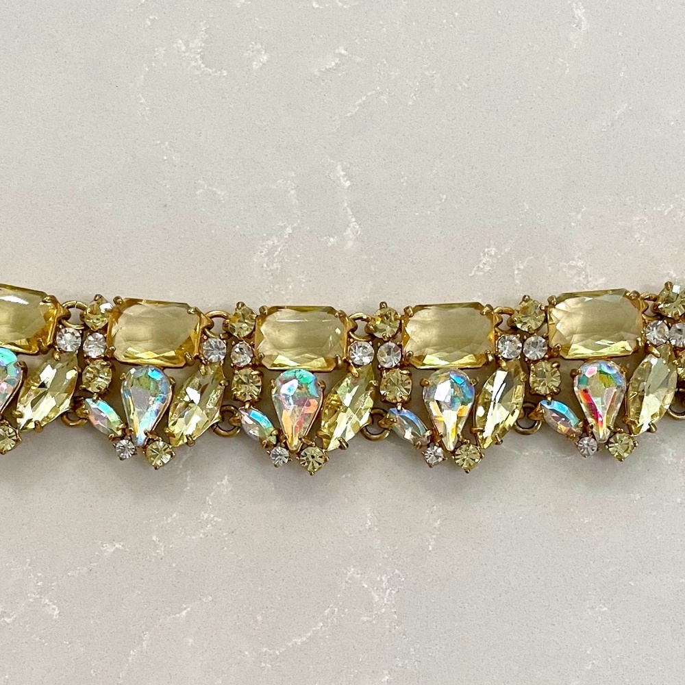 J Crew BRACELET: CHUNKY VINTAGE: Brilliant Yellow Glass Stone Bracelet - Picture 2 of 6